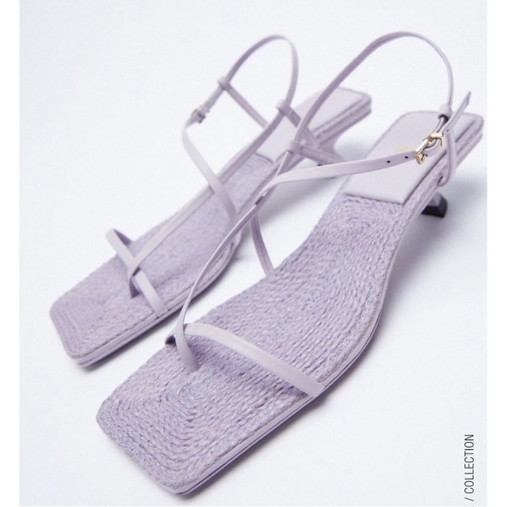 Zara heeled leather sandals with insoles mauve NWT size 39